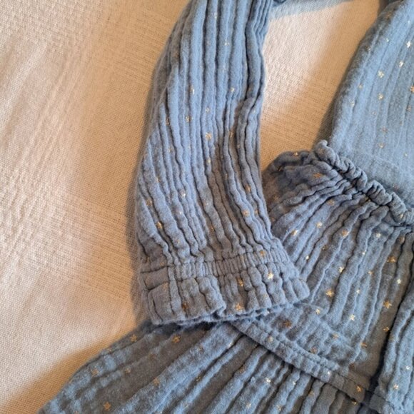 Mini Boden girls 5-6 years light blue with gold star tiered fully lined dress, - Picture 2 of 6